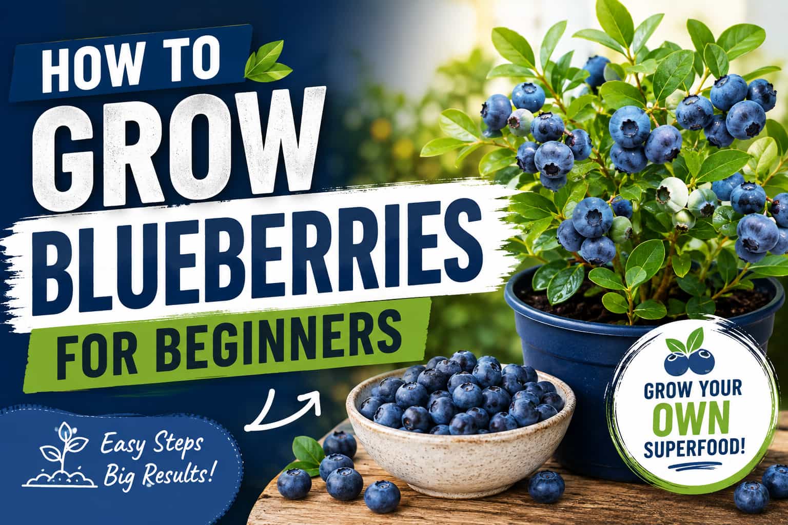 How to grow blueberries for beginners with a blueberry plant and fresh berries