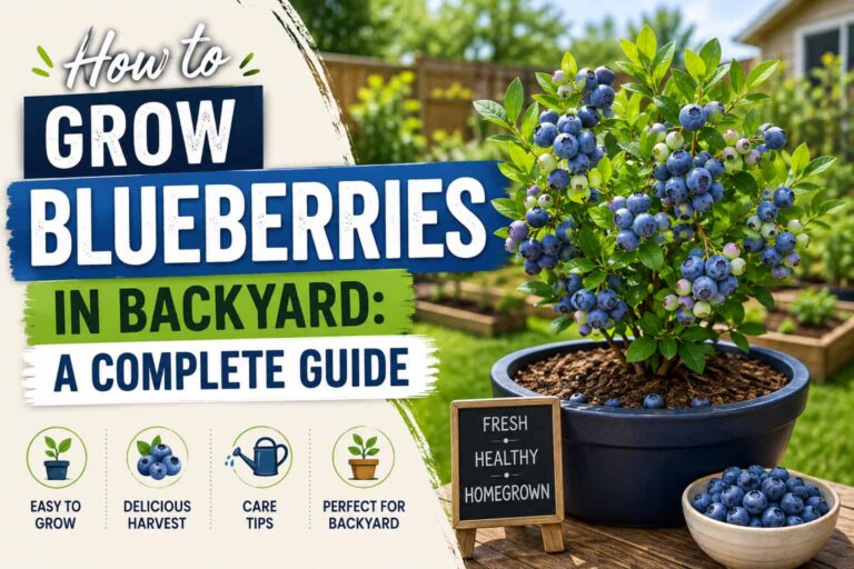 How to grow blueberries in a backyard with a healthy blueberry plant and fresh blueberries