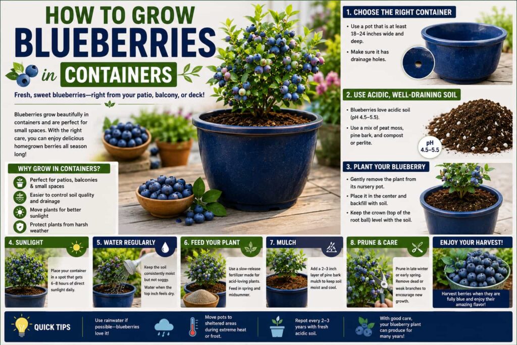 Step-by-step guide on how to grow blueberries in containers at home