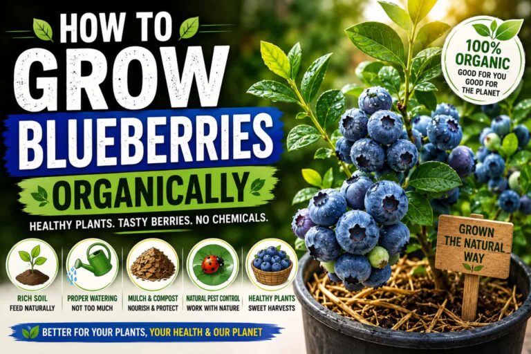 How to grow blueberries organically using rich soil, compost, natural pest control, and proper watering