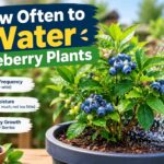 How often to water blueberry plants with a watering can and healthy blueberry bush